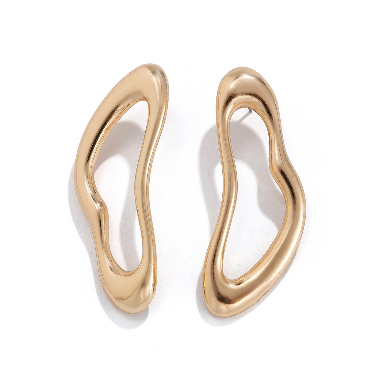 Ins pleated metal texture exaggerated irregular Business waterdrop earrings