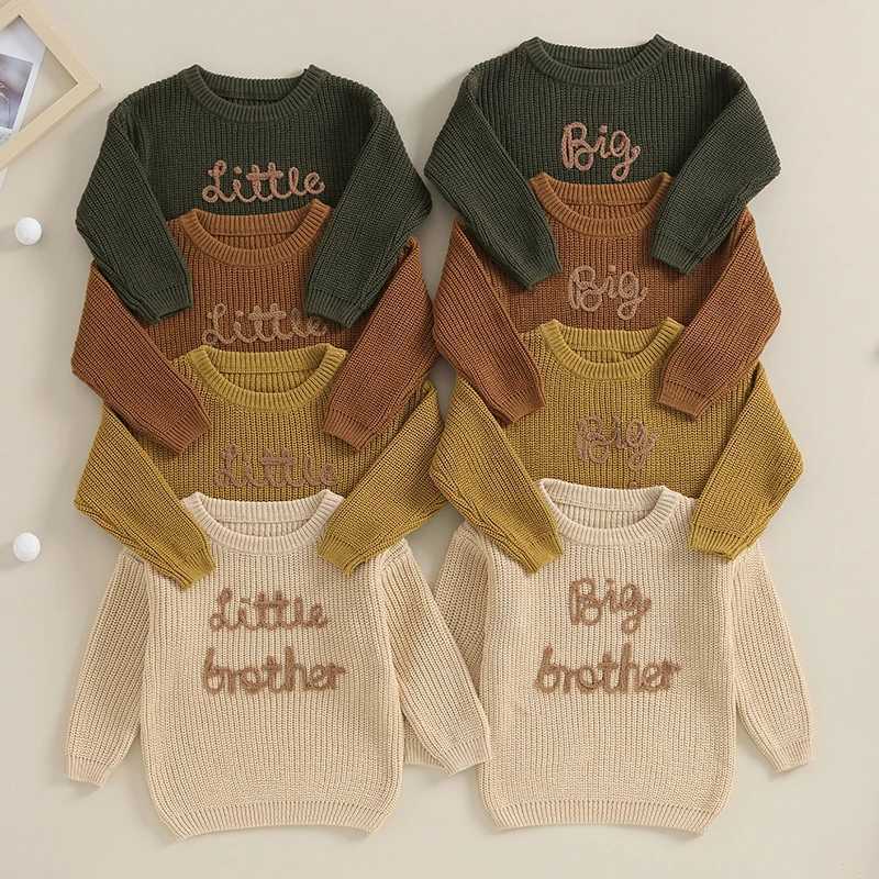 Autumn and Winter Childrens Sweater Newborn Cotton Long Sleeve Letter Embroidered Loose Knitted Top SweaterW240824