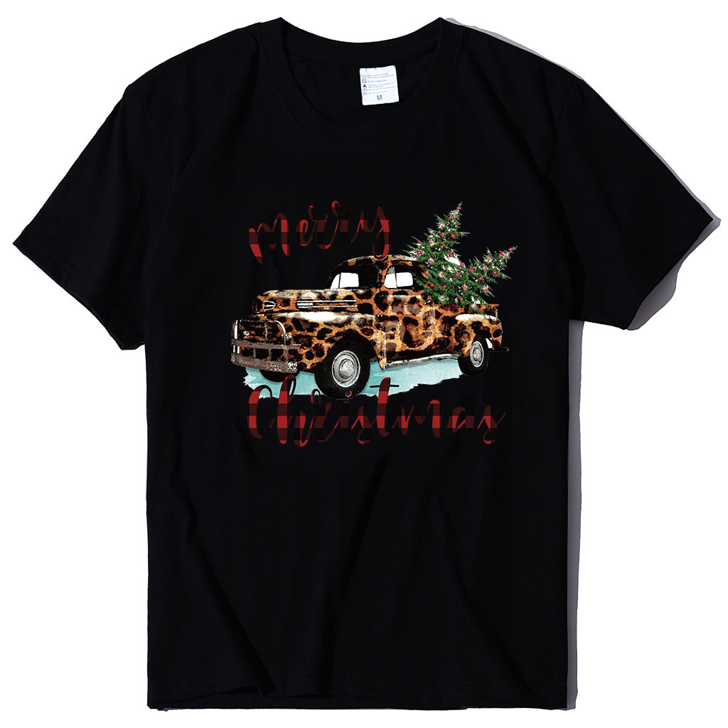 Summer and autumn round neck fashionable women's T-shirt ins trendy loose short sleeved truck pine tree dongdumaoyi