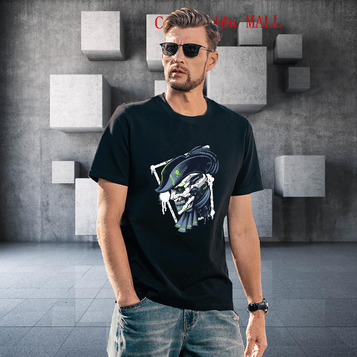 Cool Mens T Shirts 230g 100% Cotton skull Sport Customized Print Breathable Short Sleeve Men Tshirts 2024 Summer Tops Tees