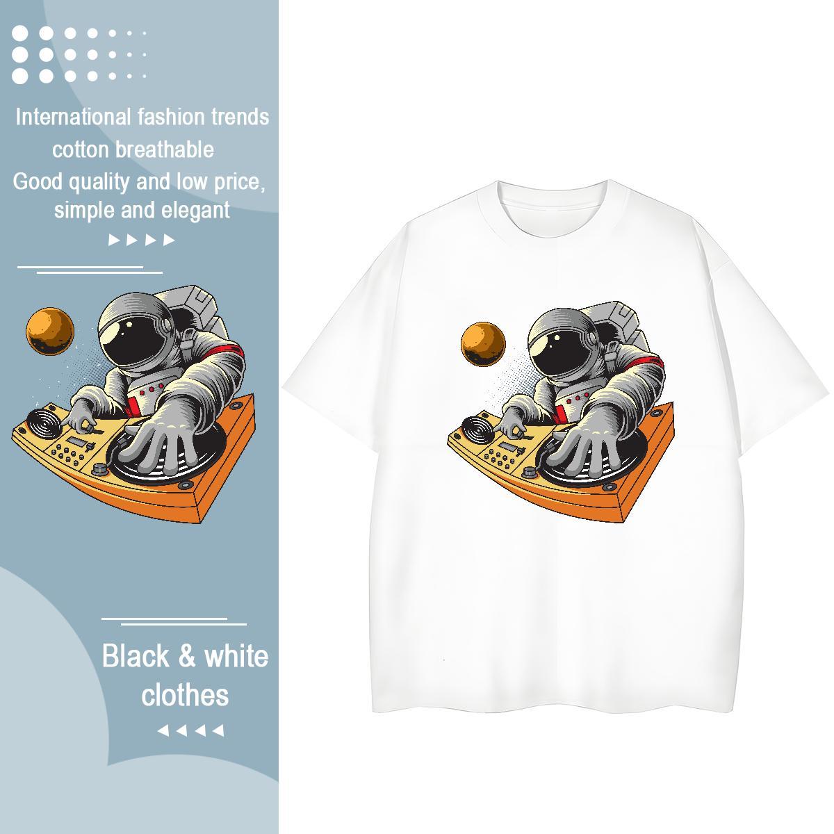 Nice Women Tshirts 100% Cotton 230g universe High Street Hip Hop Women T Shirts Breathable Crew Neck Black Oversized Tops