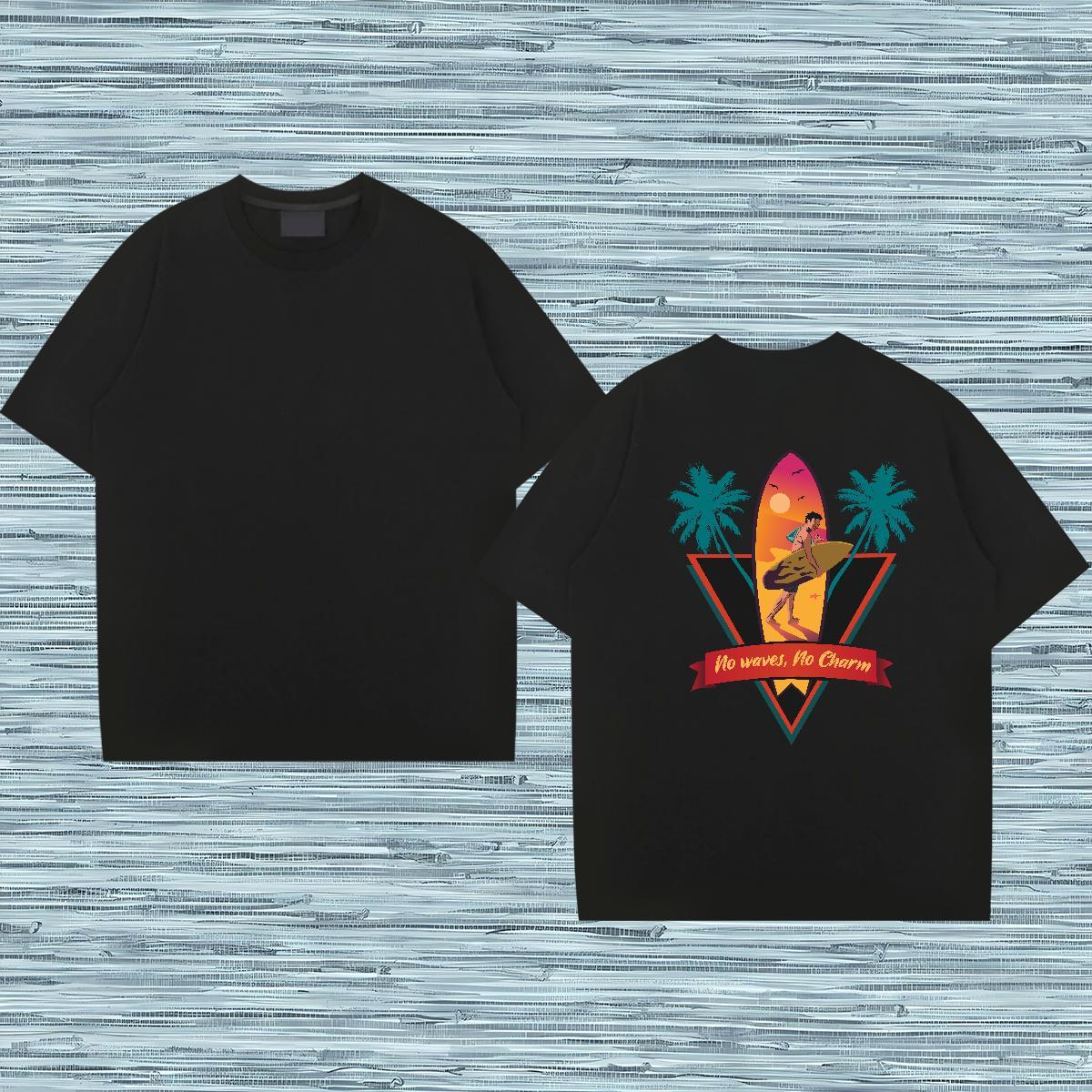 High Quality T Shirt For Man 230g Cotton wave Hip Hop Street Anime Print Breathable Soft Men Tees New Designer Tee Shirt