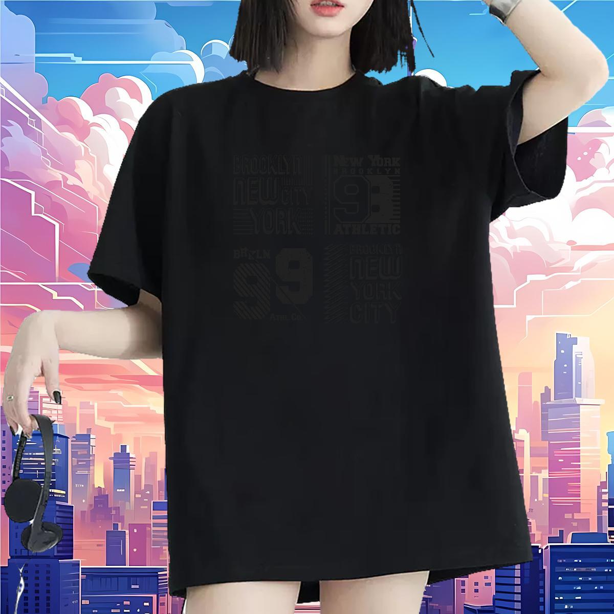 Nice Lady T shirt 100% Cotton 230g letter Beach T Shirts Women Breathable Soft Cartoon Floral Printing Tees