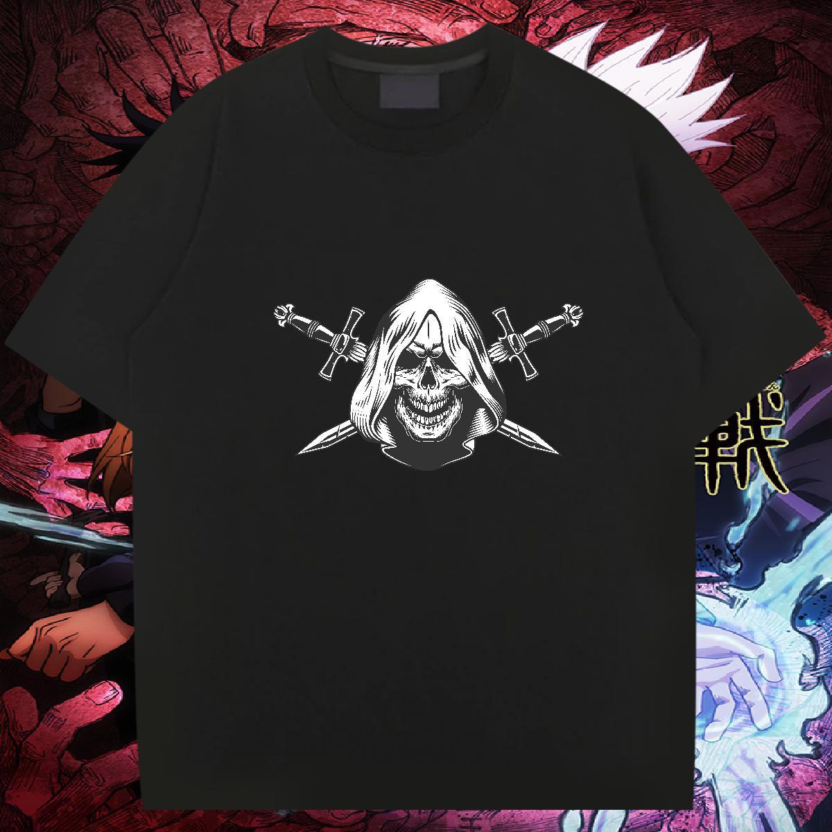 Loose T Shirts Men 230g Pure Cotton skull Sport Customized Print Breathable Soft Men Tshirts New Tops Tees