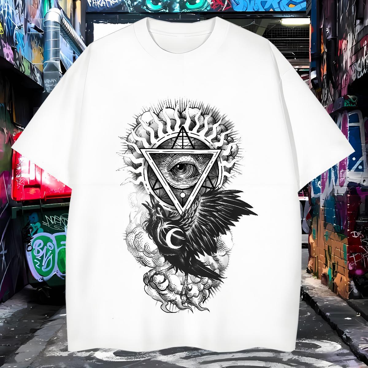 Cool Design T-Shirts for Men 230g Cotton eye of the devil Casual Daily Wear Custom Print Oversized Breathable Short Sleeve Tshirt for Man Woman Fashio