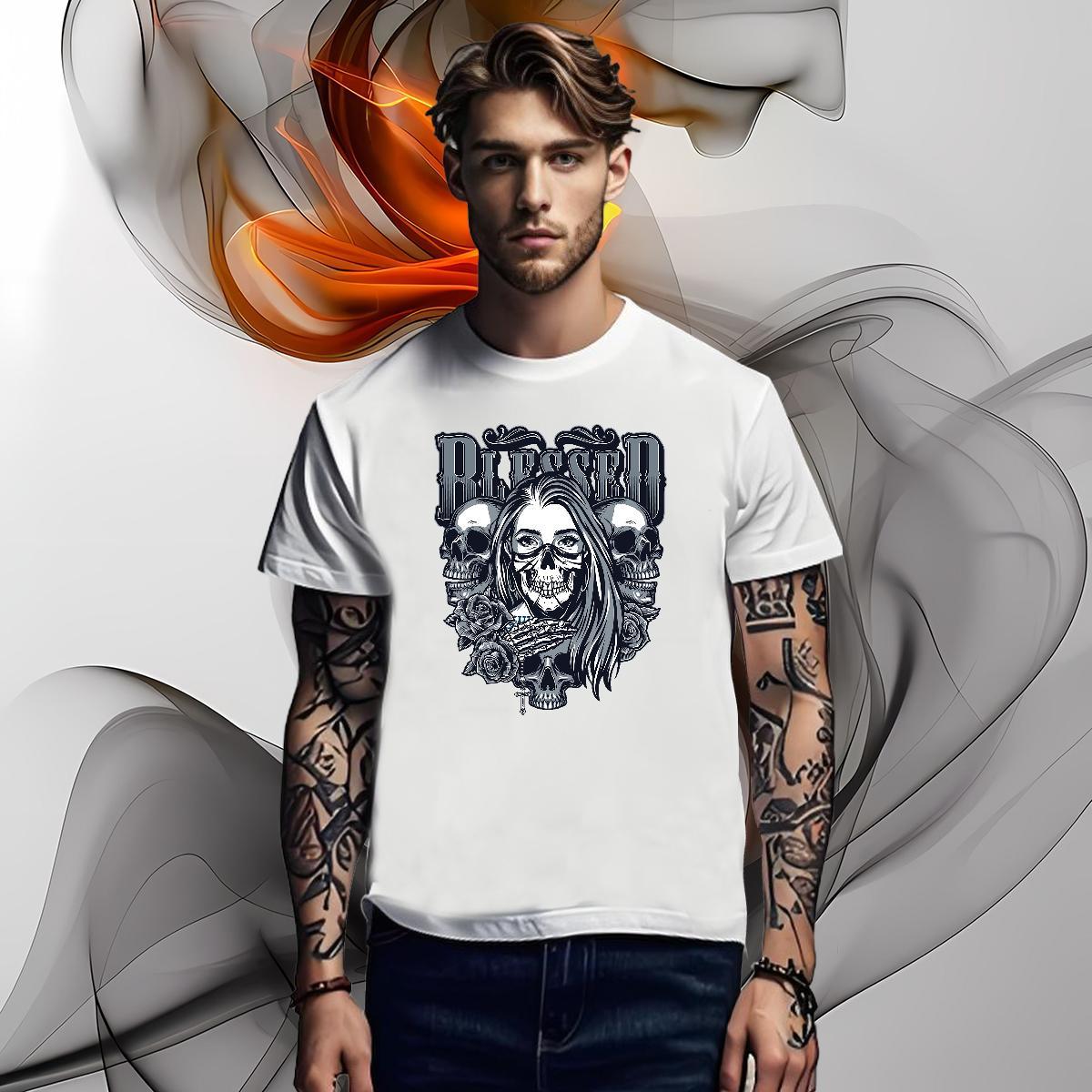 Cool Design T Shirt For Man 230g Pure Cotton skull Home Outdoor Customized Print Breathable Short Sleeve Men Tshirts Designer Polos