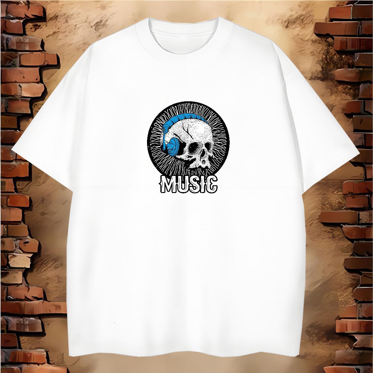 Brand Man T Shirts 230g Pure Cotton skull Casual Daily Wear Custom Big Size Breathable Short Sleeve Men Tees Customized Polos