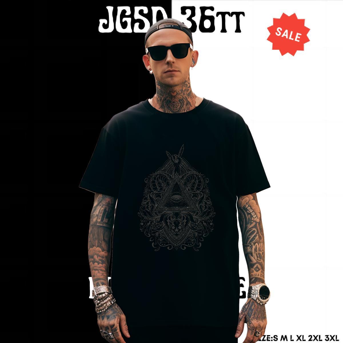 Cool T Shirts Men 230g 100% Cotton eye of the devil Hip Hop Street DIY Printed Breathable Short Sleeve Men Clothes T-Shirt 2024 Designer Tees