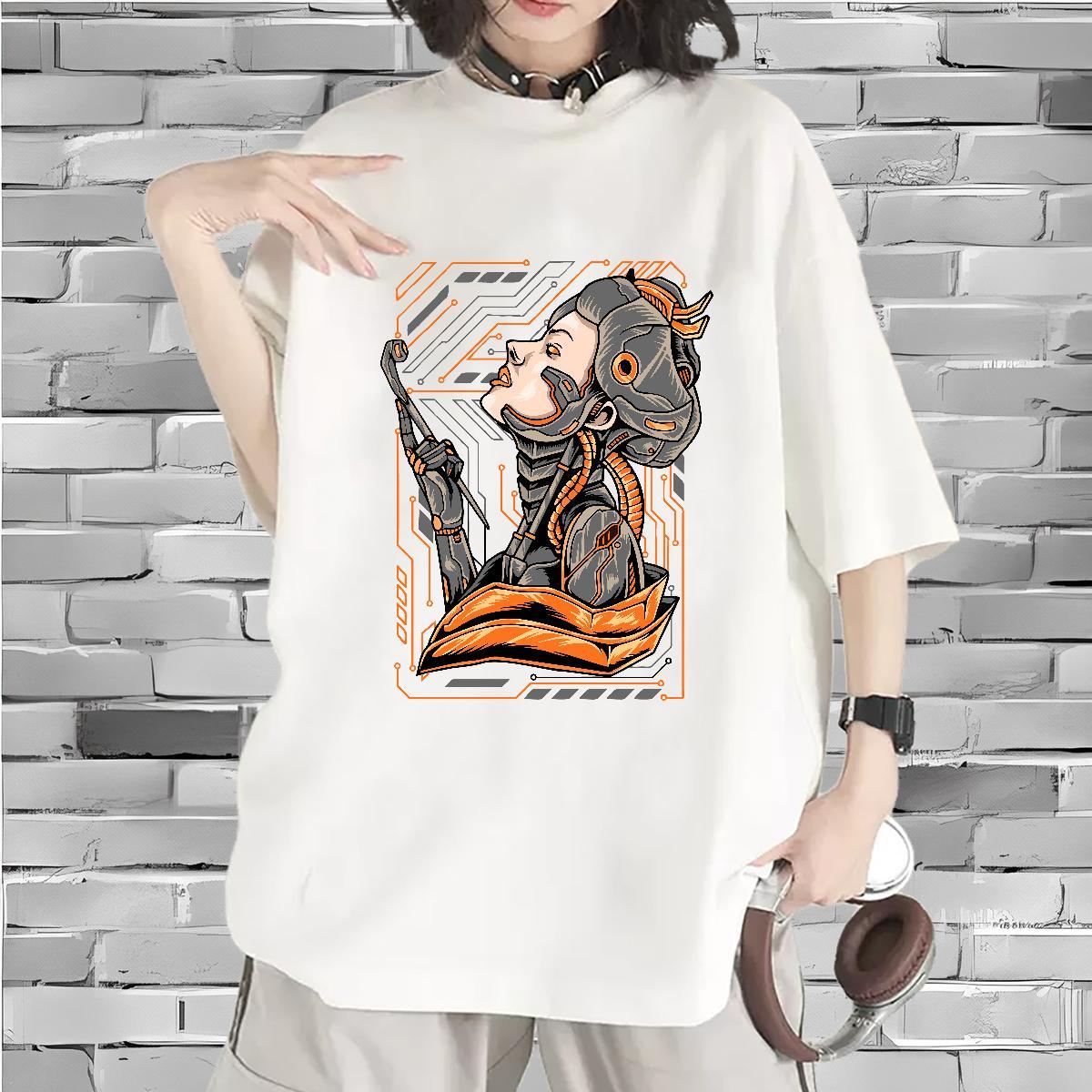 Popular Couples T Shirts 230g Cotton scare Street Wear T Shirt For Woman Breathable Crew Neck Cartoon Printing L-4XL Tees Shirts