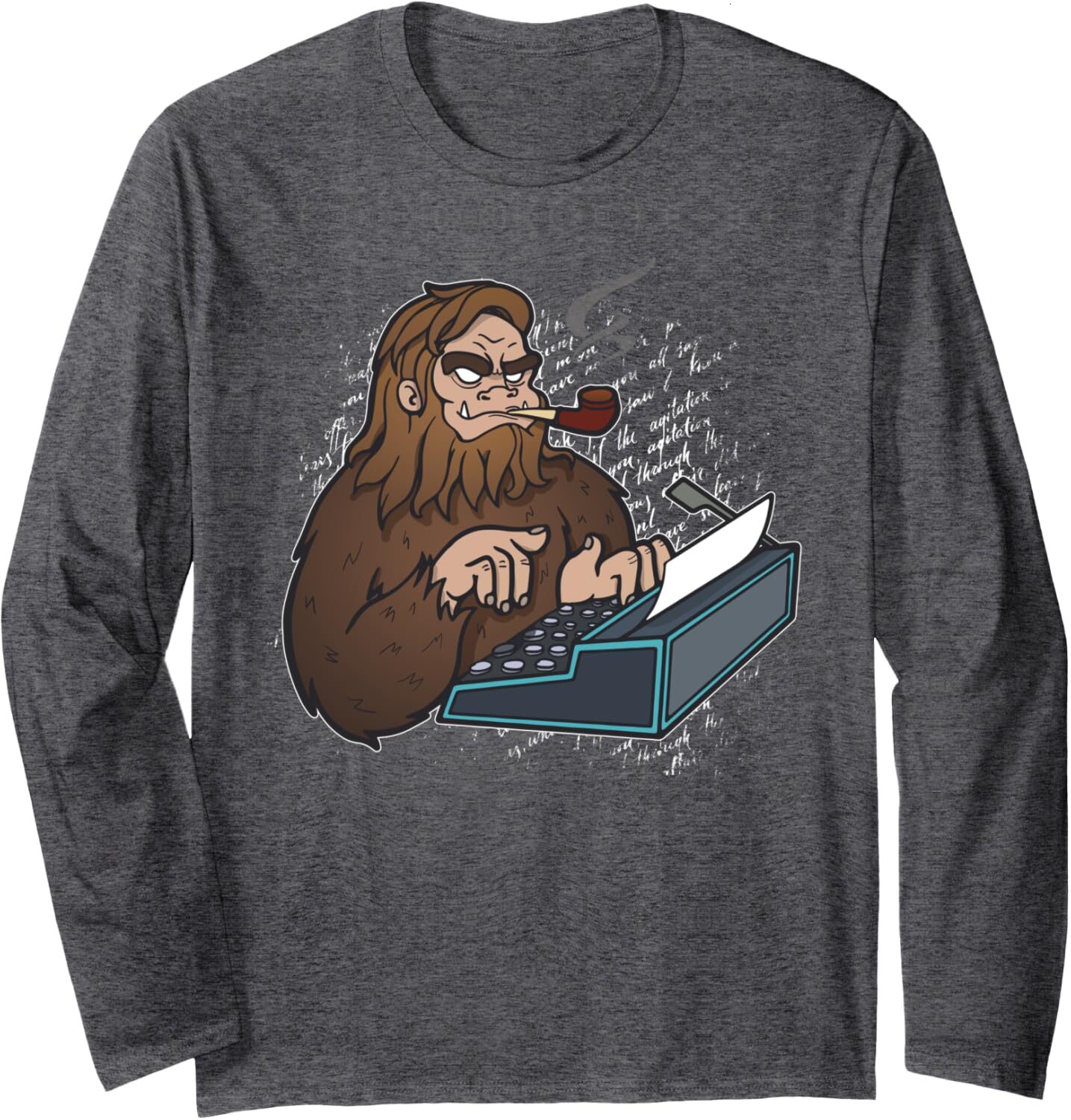 Long Sleeve Shirts for Men sweatshirt Bigfoot Writing Typing Paperwork Funny Writer Gift Long Sleeve Tee Streetwear Casual tops clothes