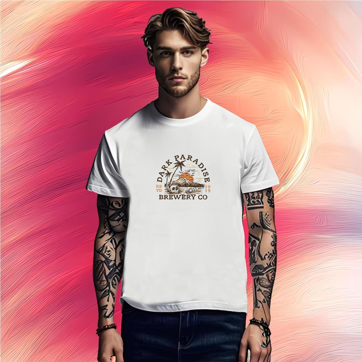 Cool Design T-Shirts for Men 100% Cotton 230g mountains Street Casual Skull Crew Neck Men Tees DIY Tops