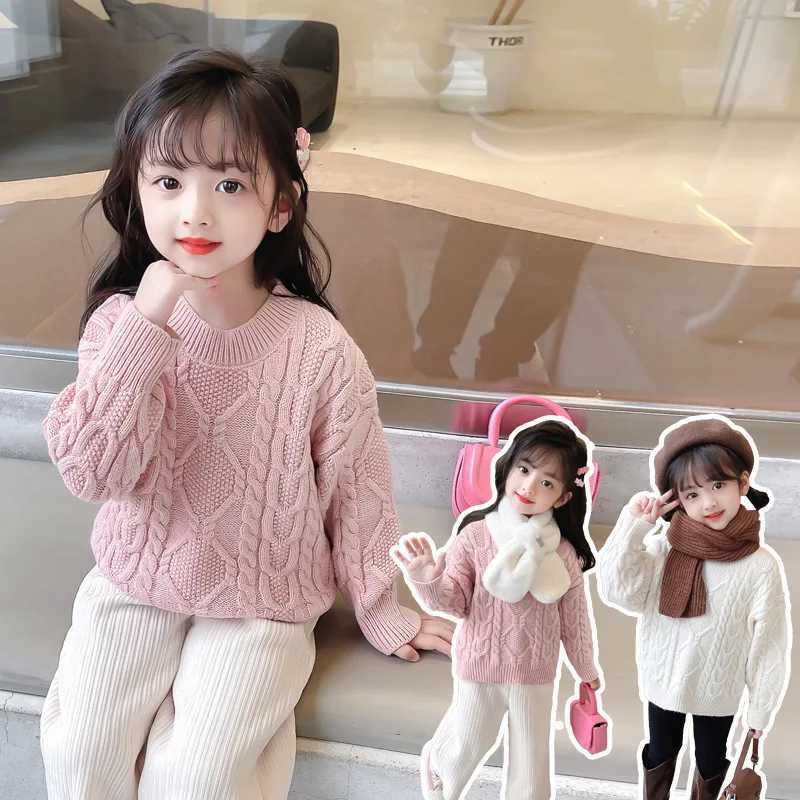 2023 Korean autumn and winter childrens knitted pullover sweater childrens sweater junior girls cut childrens sweaterW240824