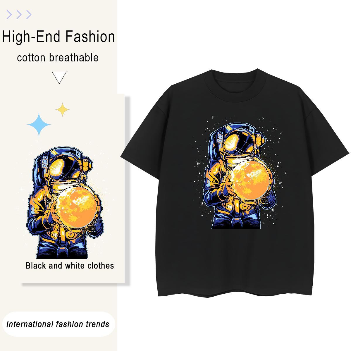 Loose fit Lady T shirt 100% Cotton 230g universe Sports Casual T Shirt For Woman Short Sleeve O-Neck DIY Anime Tee Shirt