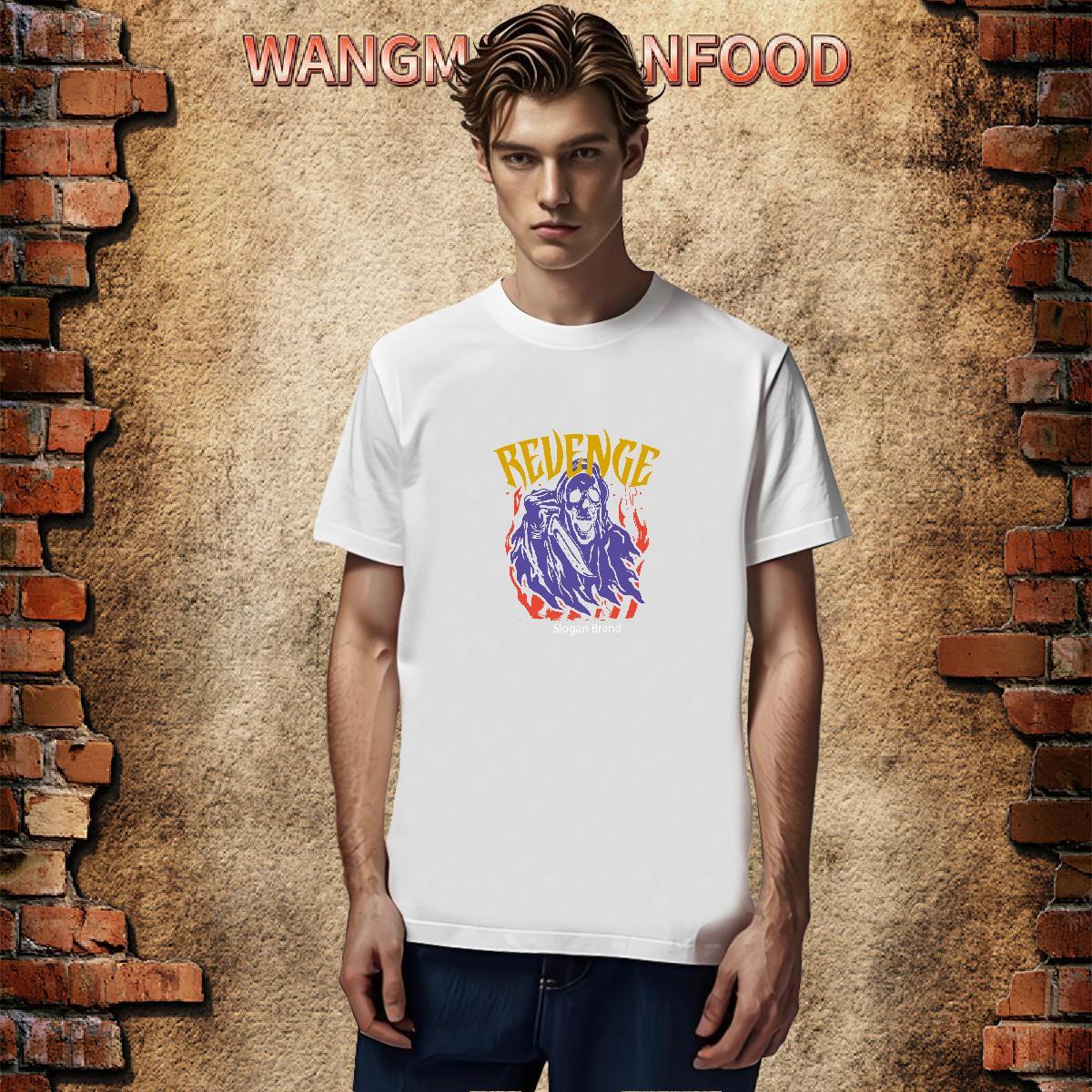 Wholesale T shirt 230g Pure Cotton skull Sport Custom Print Oversized Breathable Soft Mens Tshirts 2024 DIY Tee Shirt