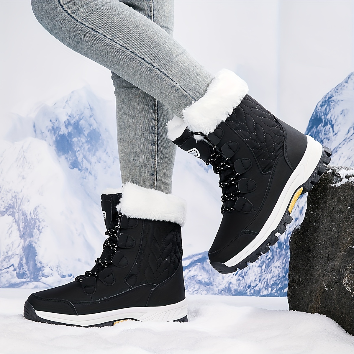Cozy Velvet Womens Snow Boots - Soft, Comfortable, and Warm Flannel Lined Winter Shoes with Round Toe and TPR Sole - Perfect for Casual Outdoor Activi