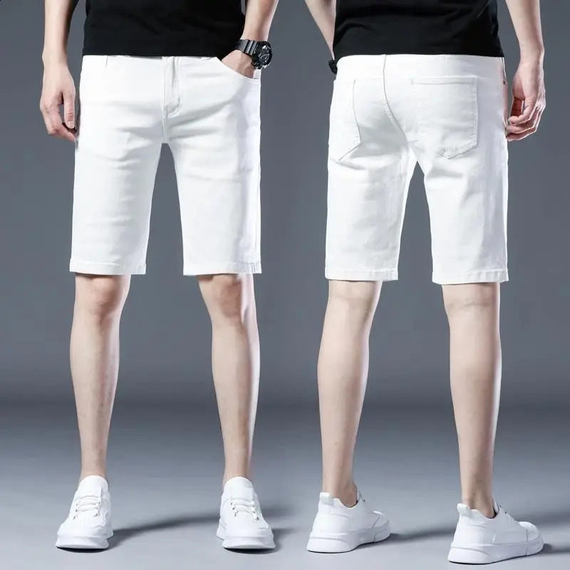 Summer Streetwear Fashion Men Clothing White Denim Shorts Koreon Casual Male Thin Pockets Versatile Sports Straight Short Pants 240824