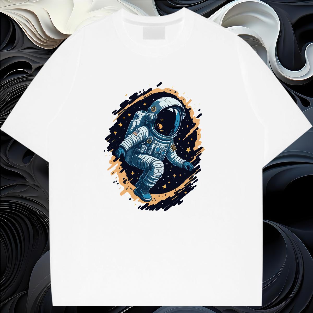High quality Women Tees 230g Pure Cotton universe Sports Casual T-Shirts for Women O Neck Short Sleeves White Plus Size Tops Tees