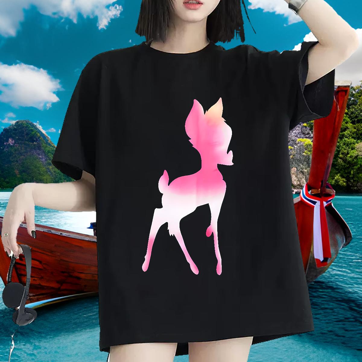 High quality Women Tees 100% Cotton 230g icon Outdoor T-Shirts Breathable Cartoon Floral Printing Polos