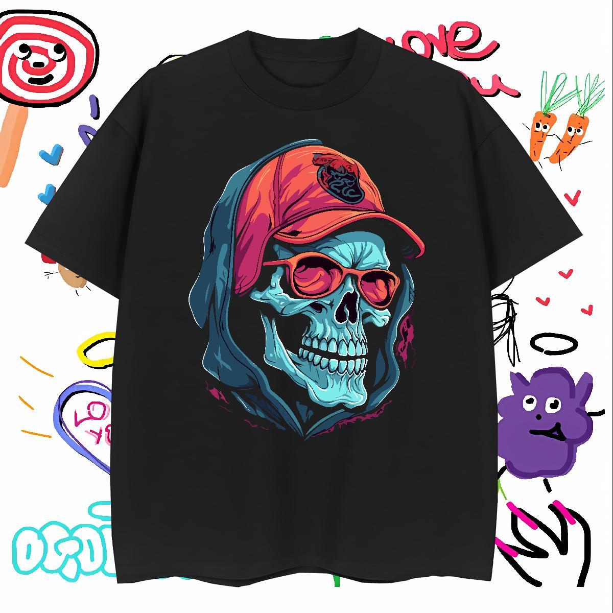 Designer Man T Shirts 230g Pure Cotton skull Home Outdoor DIY Logo Oversized Breathable Men Tshirts Fashion Designer Clothes