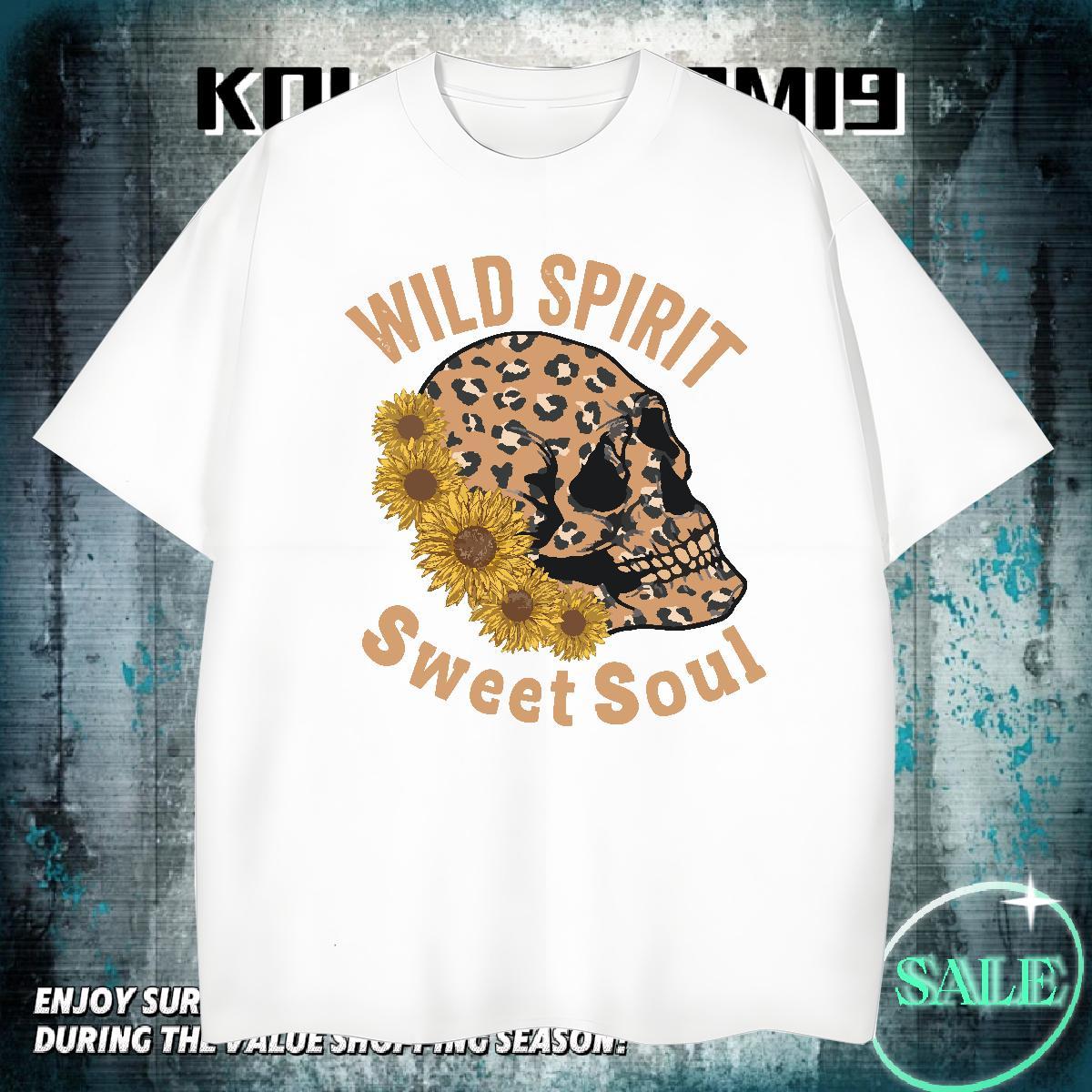 Comfortable T Shirt For Man 230g Cotton skull Summer Casual Custom Print Oversized Breathable Short Sleeve Mens Tshirts 2024 Tops Shirt