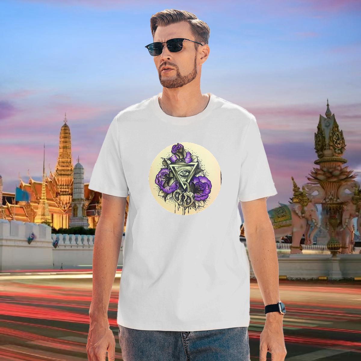 Unisex T-Shirts 230g Cotton eye of the devil Outdoor Anime Print Pure Cotton Men Clothes T-Shirt DIY Customized Top Tees