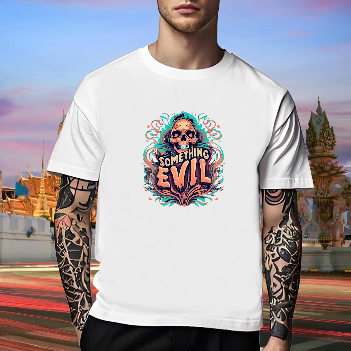 TOP Quality T Shirts Men 230g Pure Cotton skull Casual Daily Wear Black Oversized Round Neck Short Sleeve Men Tees Wholesale Tee Shirt