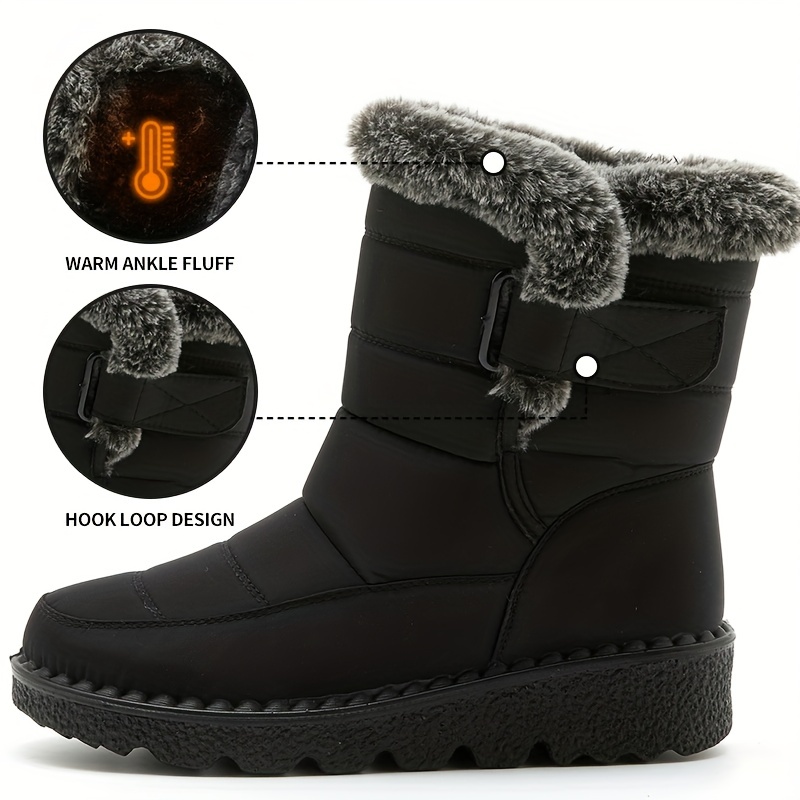 Cozy Faux Fur ed Winter Women Warm, Plush, and Furry Platform Ankle Boots Long Cotton Shoes Slip-On Design Comfortable Footwear Cold Weather for Snow