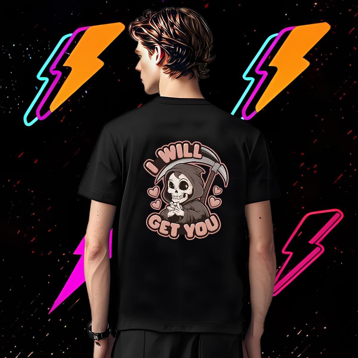 Brand T Shirts Men 230g Cotton skull High Street Hip Hop Plus Size Cartoon Round Neck Short Sleeve Couples T Shirts DIY Tee Shirt