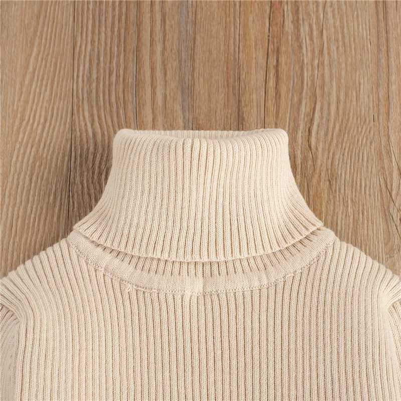 Blotona Kids Baby Boy Girl Winter Warm Turtle Neck Pullover Sweater Top Long Sleeve Casual Knitted Elastic Cuff Shirt 1-6 YearsW240824