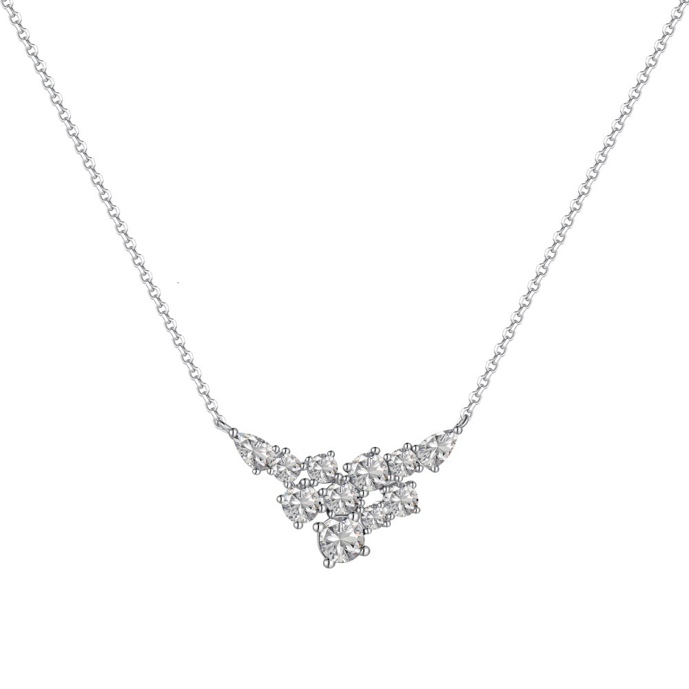 Japanese and Korean Light Necklace Women's Fashion Versatile Collar Chain Irregular Inlaid Blue Zircon Pendant Sier Ornament