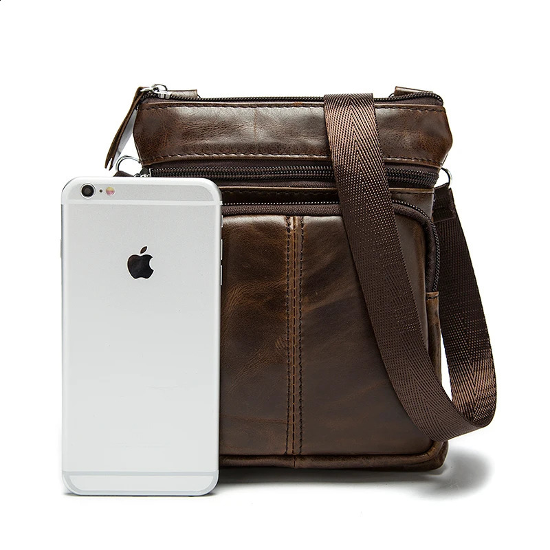 Small Messenger Crossbody Shoulder Men Bag Genuine Leather Handbag Cross Body Male For Hit Side Little Vintage Sac Bolso Bolsa 240824