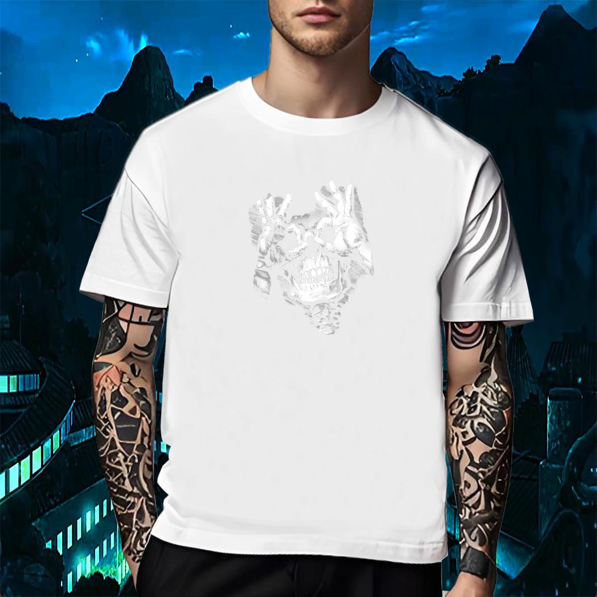 TOP Quality Men T Shirts 230g Pure Cotton skull Sport Cartoon Printing L-4XL Breathable Short Sleeve Mens Tshirts 2024 Tops