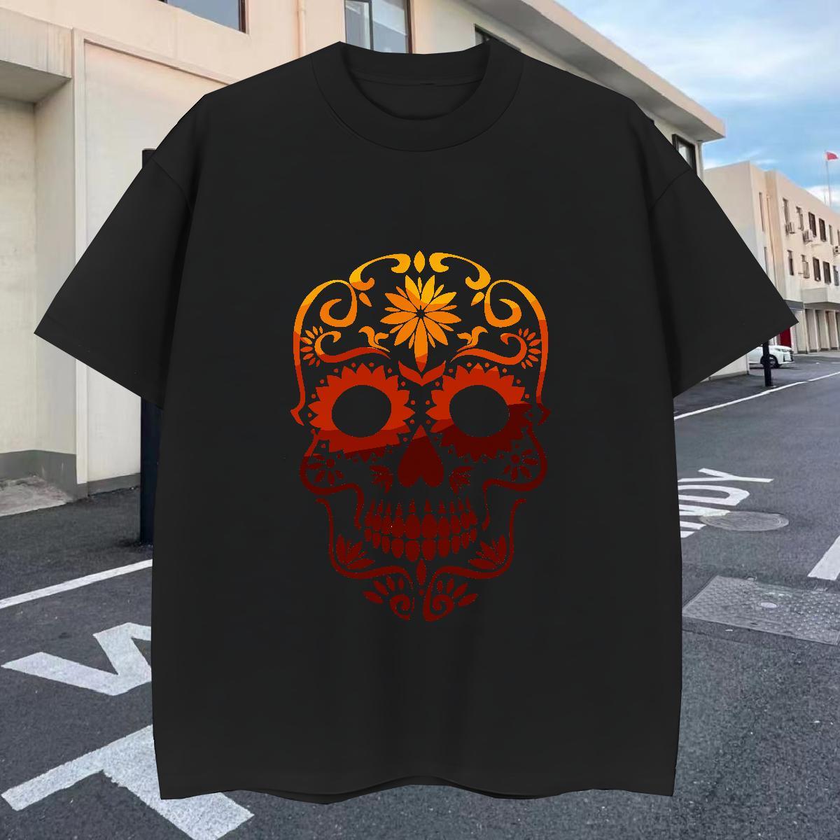 Free Shipping T-Shirts for Men 100% Cotton 230g skull Summer Casual DIY Anime Breathable Crew Neck Men Tops Tees Stylist Tee Shirt
