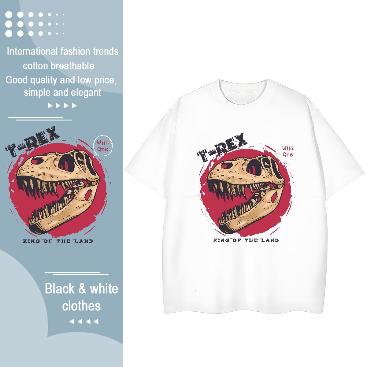 Classic T Shirt For Man 100% Cotton 230g skull Daily Outfit DIY Printed Breathable Short Sleeve Tshirt for Man Woman 2024 New Tops Tees