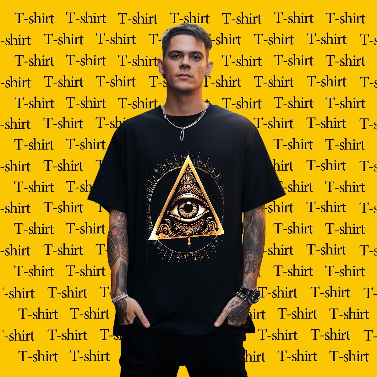 Free Shipping T shirt 230g Pure Cotton eye of the devil Street Wear Custom Printed Breathable Crew Neck Tshirt for Man Woman Fashion New Tops Tees
