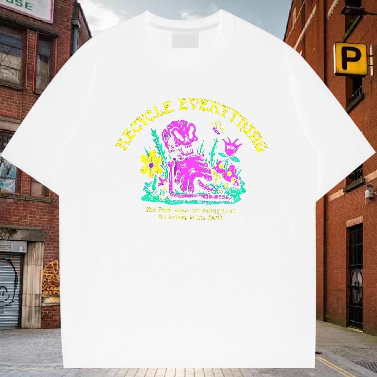 Unisex T shirt 230g 100% Cotton skull Street wear Hip Hop Oversized 4XL Breathable Crew Neck Tshirt for Man Woman New Arrival Tshirts