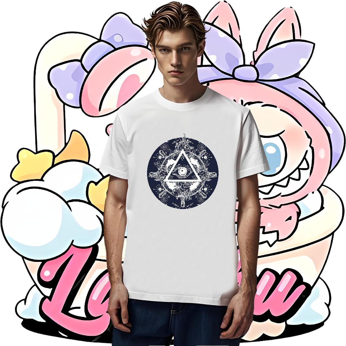 Loose Fit Men T Shirts 230g Cotton eye of the devil Summer Casual Asian Size Short Sleeve Soft Mens Tshirts Fashion New Clothes
