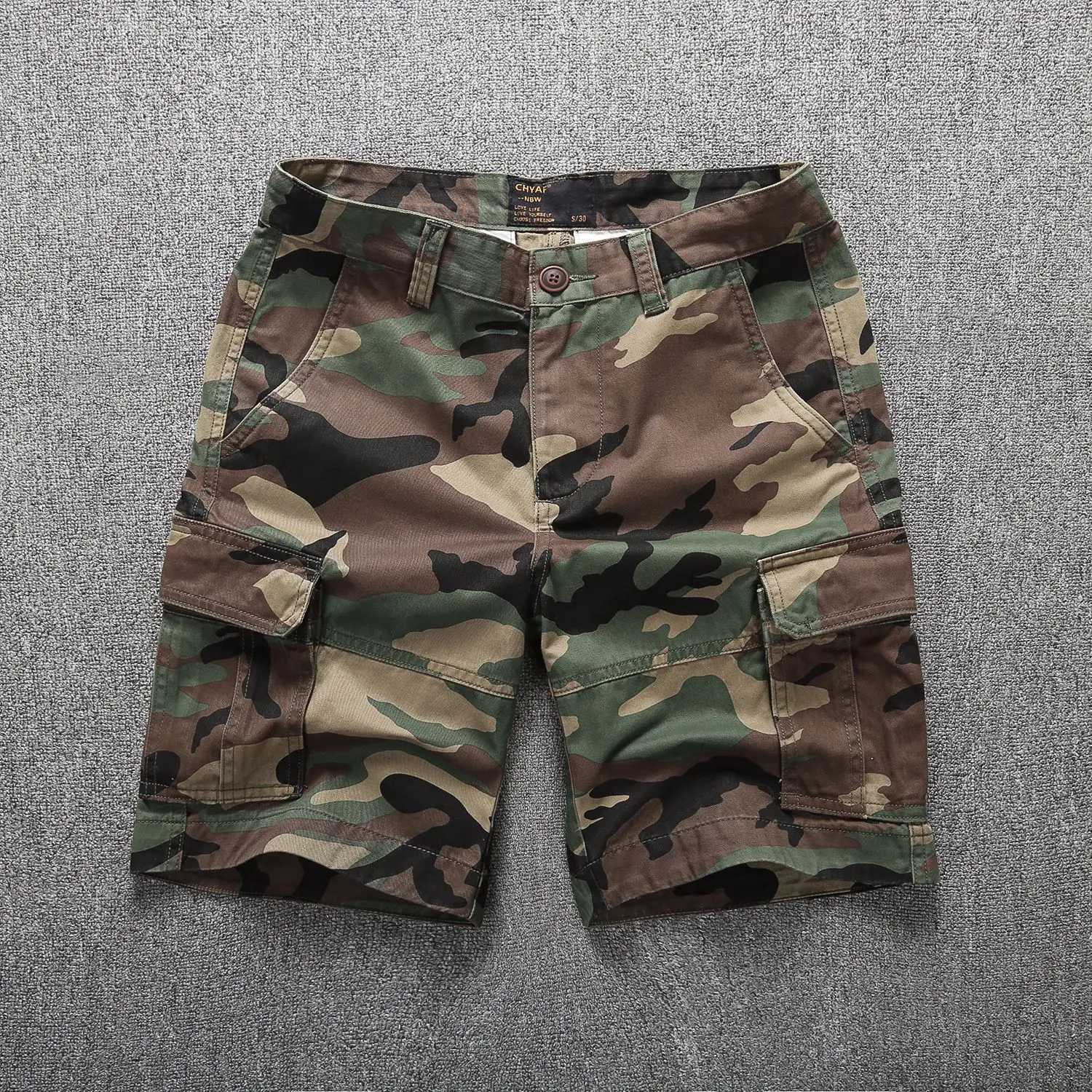 High quality brand 100% pure cotton mens commodity shorts new summer camouflage shorts American retro casual shortsW240713
