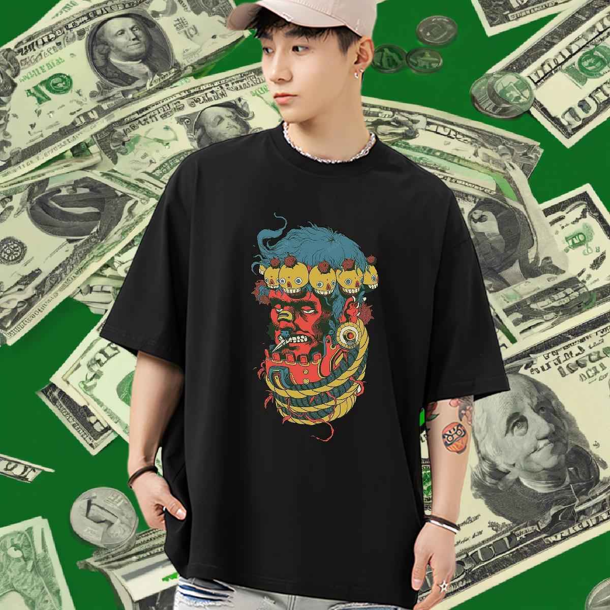 Cool Design T shirt 230g Cotton skull Sports Casual Black White Crew Neck Breathable Men Tshirts New Arrival Tees Shirts