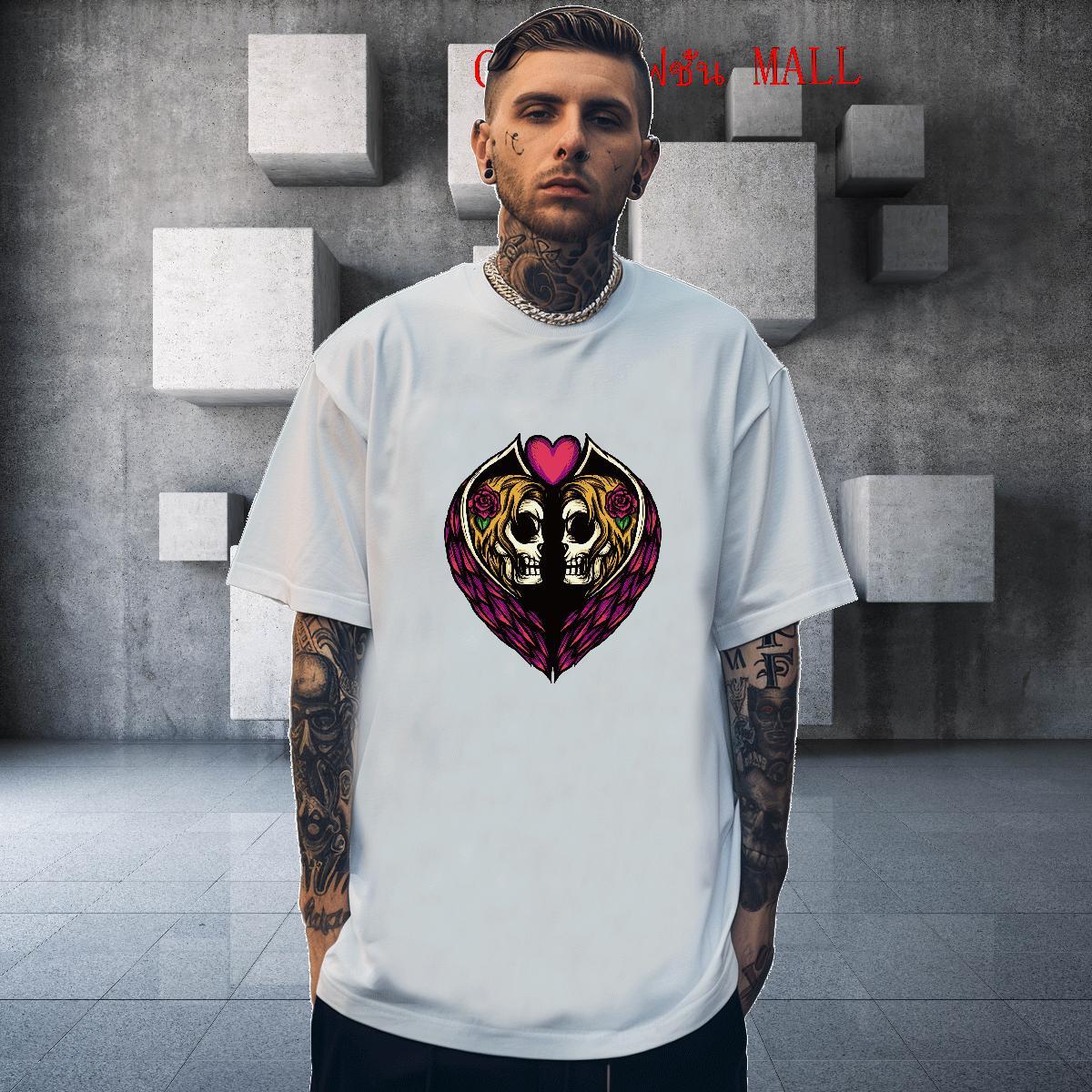 Wholesale T Shirt For Man 230g 100% Cotton skull Street Casual Oversized Breathable Short Sleeve Men Clothes T-Shirt Fashion Design Tops Tees