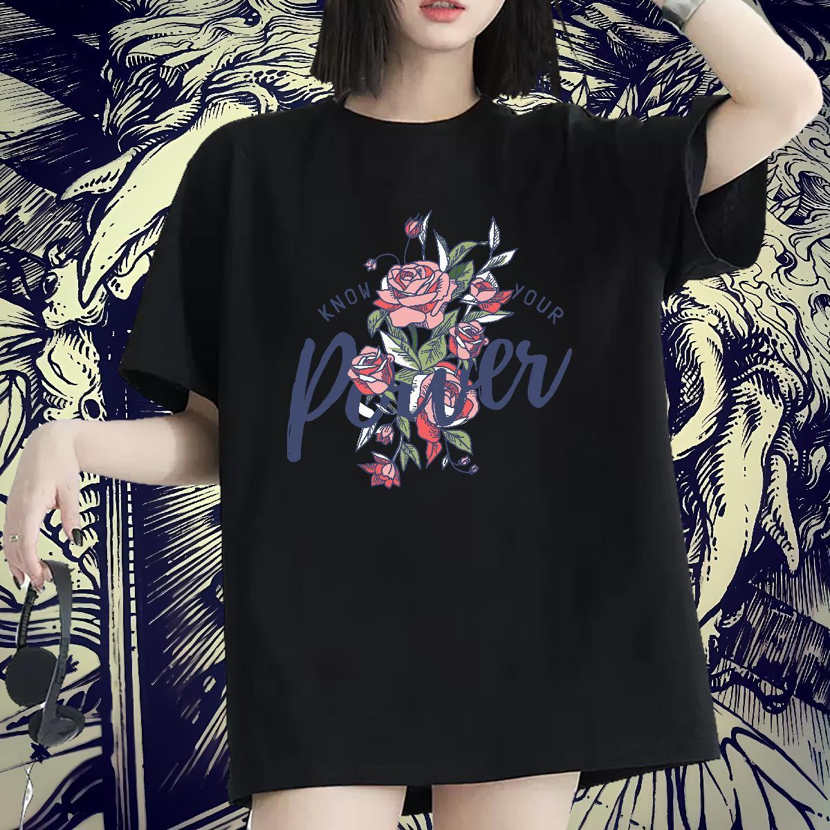 Wholesale Tshirt for Man Woman 100% Cotton 230g letter Street Wear T-Shirts Short sleeve Soft Floral Print Clothings