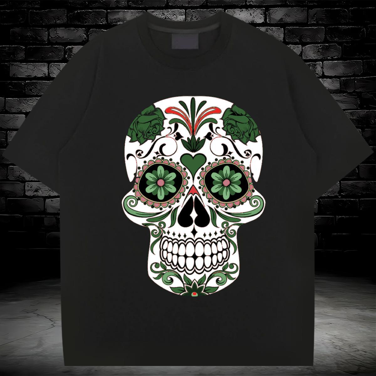 Classic Men T Shirts 230g Cotton skull Street Wear Custom Printing Breathable Crew Neck Mens Tshirts New Arrival Top Tees