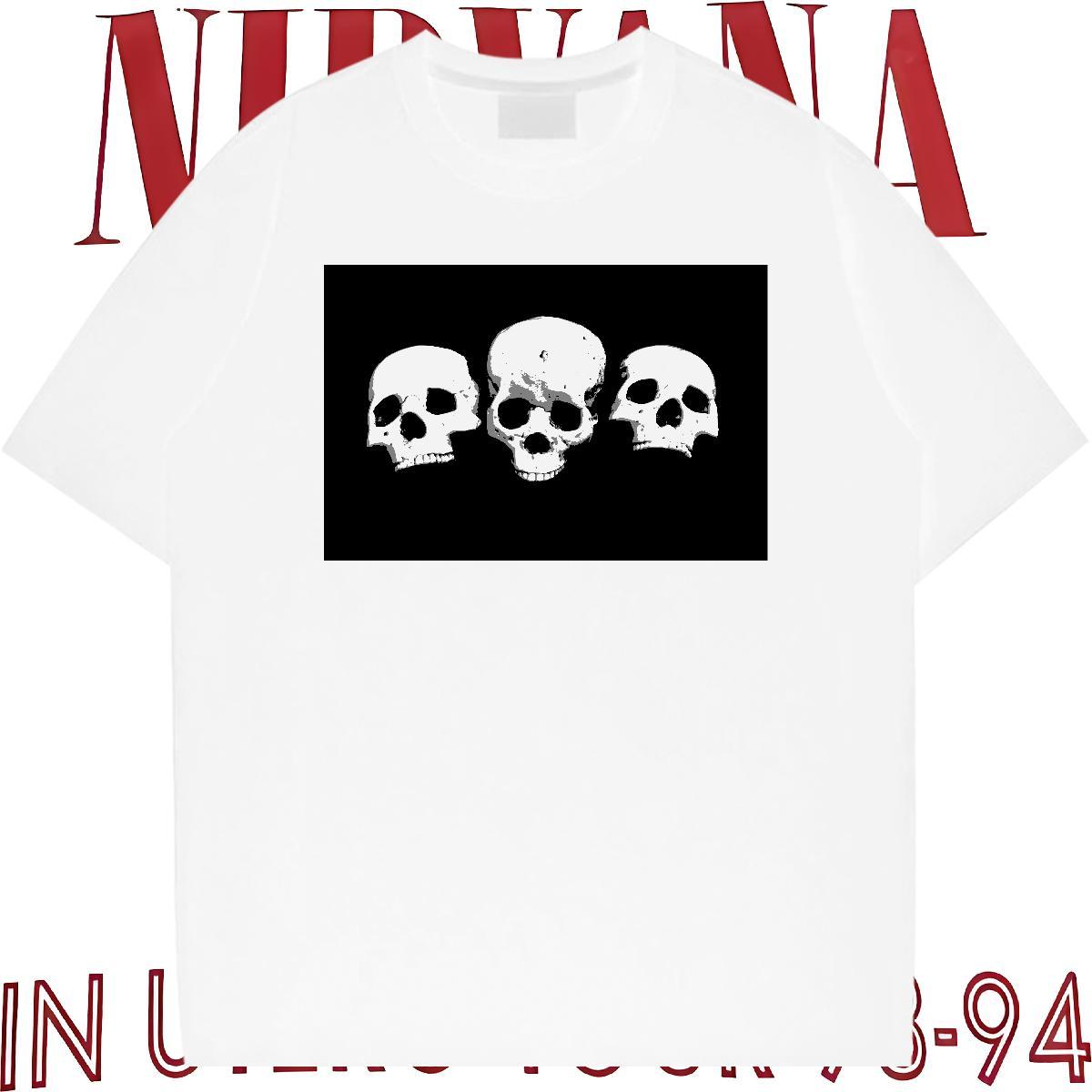 Brand T-Shirts 230g Cotton skull Hip Hop Street White Plus Size Breathable Short Sleeve Men Tees Classic Top Tees