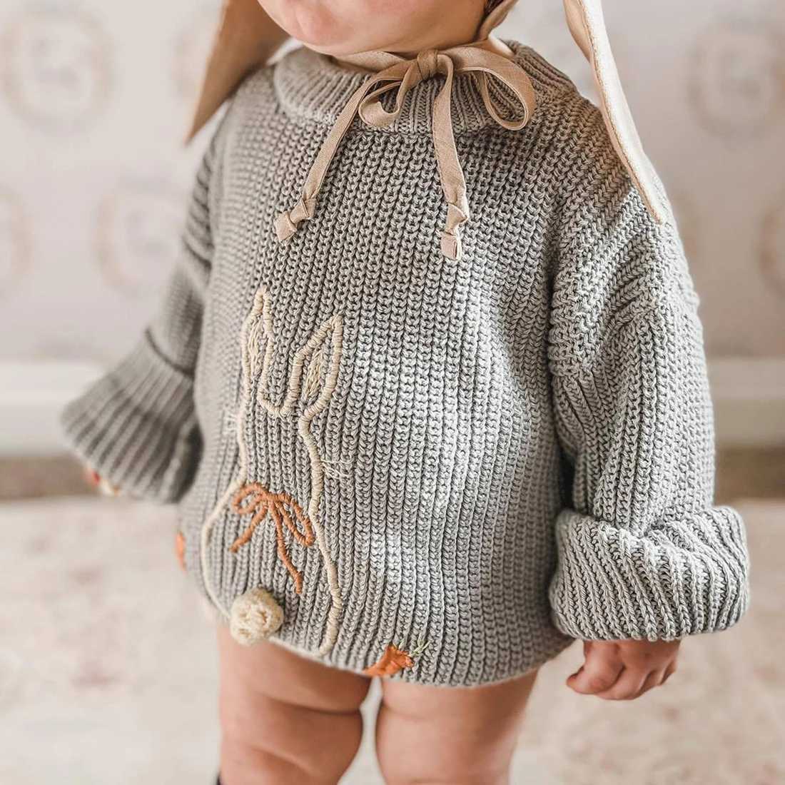 Childrens rabbit sweater ultra-fine cotton rabbit sweater zipper jumping cute childrens clothingW240824