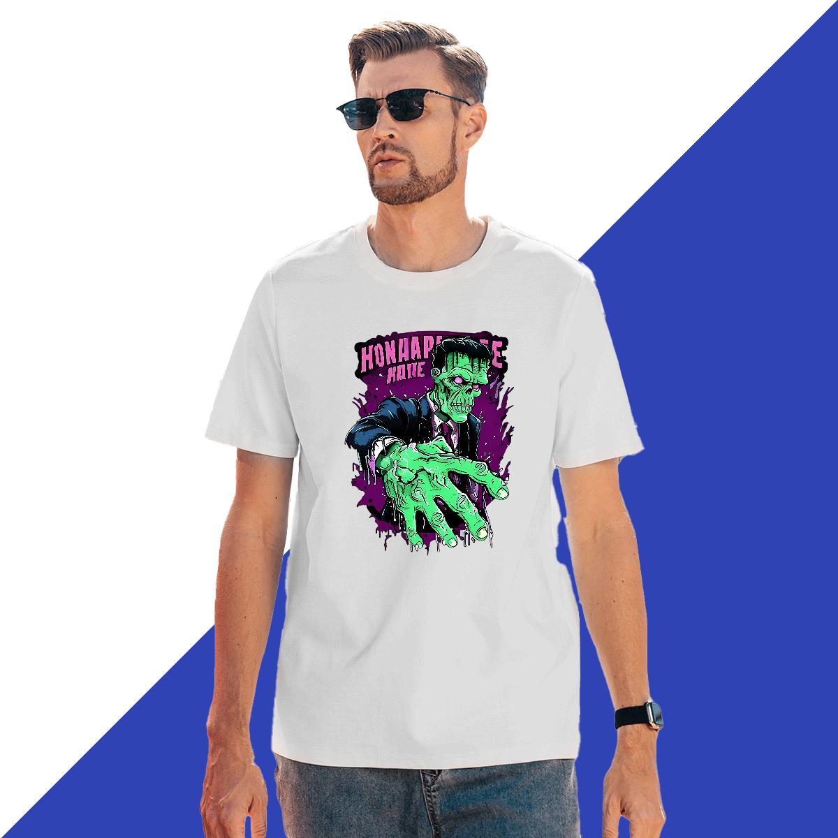 TOP Quality T-Shirts 230g Pure Cotton skull High Street Hip Hop Anime Short Sleeve O-Neck Men Tshirts New Arrival Clothings