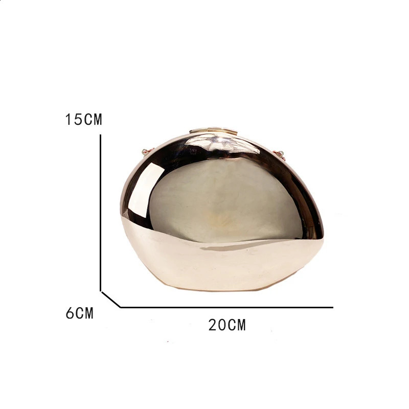 Shell Lipstick Bag Smooth Mirror Acrylic Clutch Women Evening Party Shiny Metal Shoulder Crossbody Small Purse 240824Z