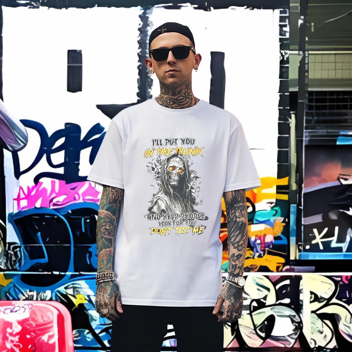 Comfortable Mens T Shirts 100% Cotton 230g skull Hip Hop Oversized 4XL O Neck Short Sleeves Mens Tshirts New Arrival Clothes