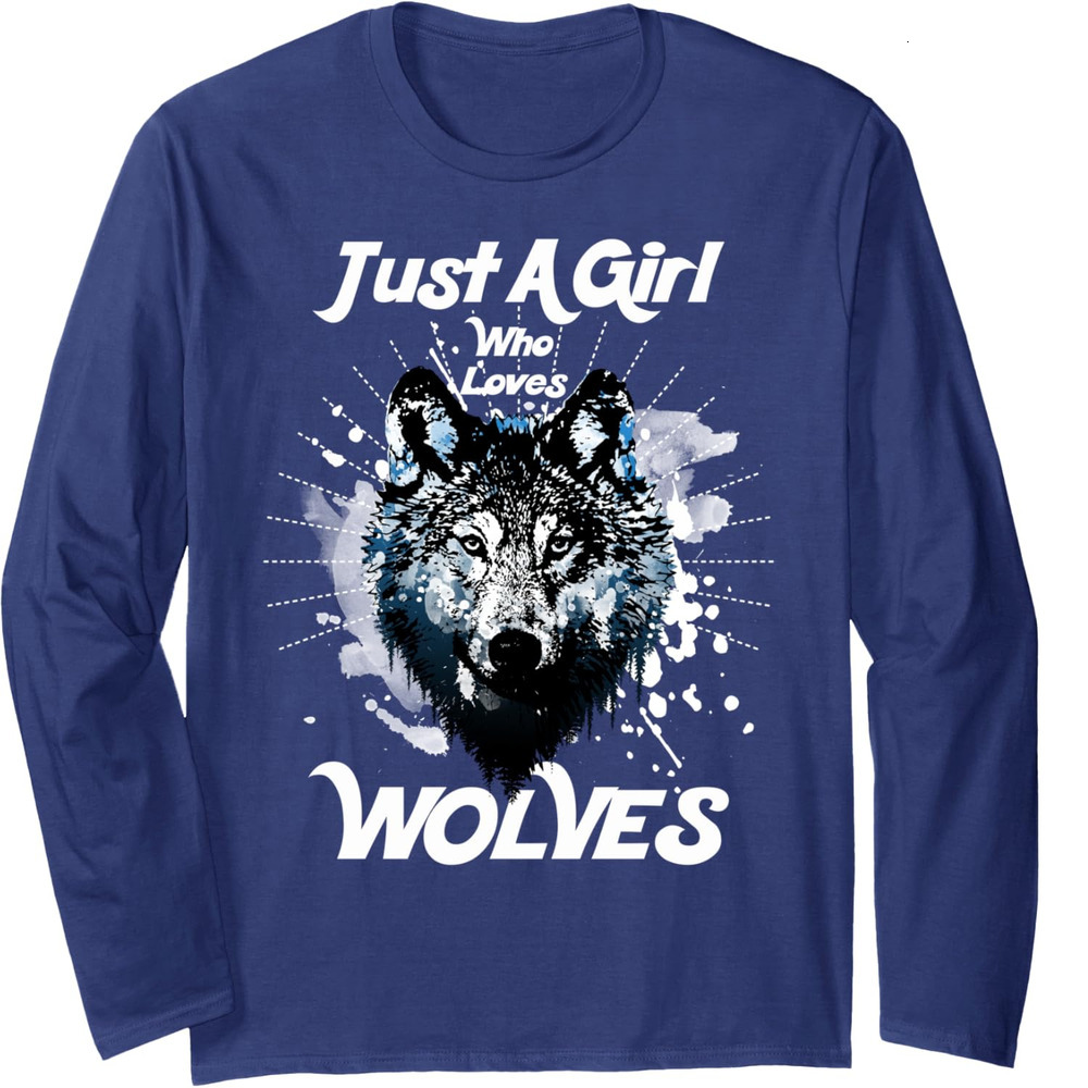 Long Sleeve Shirts for Men sweatshirt Just A Girl Who Loves Wolves Cute Novelty Gift Long Sleeve Tee Streetwear Casual tops clothes