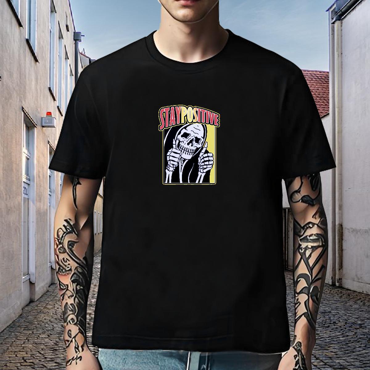 Brand T-Shirts 230g Cotton skull Home Outdoor Plus Size Cartoon Round Neck Short Sleeve Mens Tshirts Free Shipping Wear