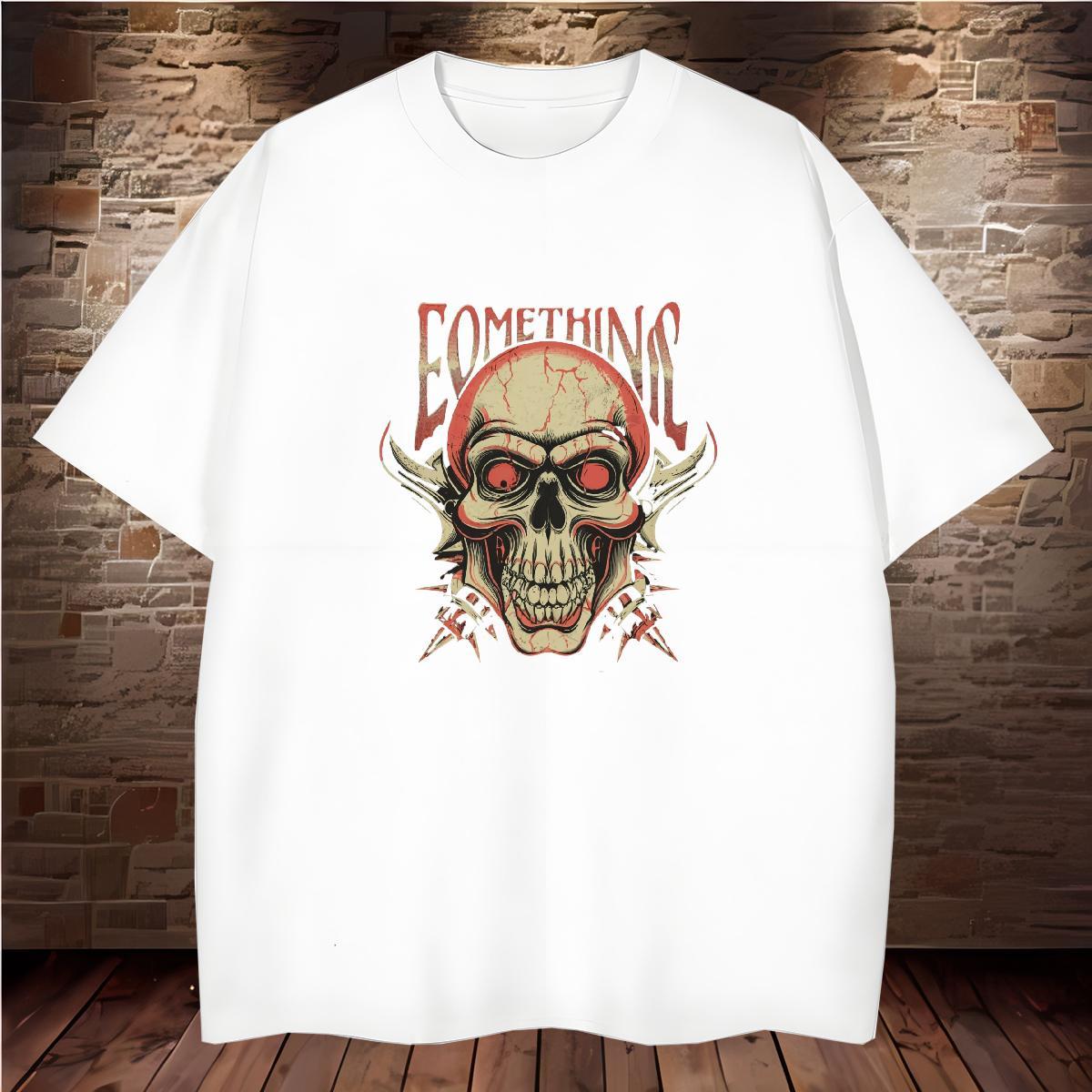 TOP Quality T-Shirts 230g 100% Cotton skull High Street Hip Hop Plus Size Custom Breathable Short Sleeve Men Clothes T-Shirt Fashion Designer Tops Shi